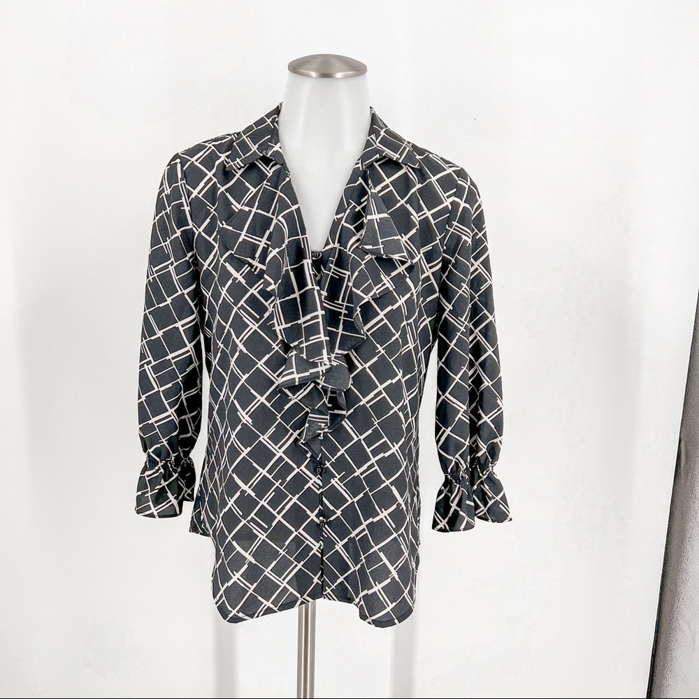 Karl Lagerfeld Printed Ruffle Blouse